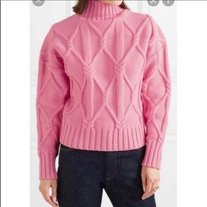 J. Crew Collection Bubblegum Pink Cable Knit Chunky Mock Turtleneck Sweater